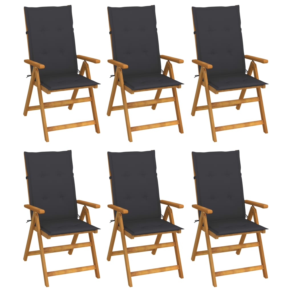 Garden Reclining Chairs 2 Pcs With Cushions Solid Acacia Wood