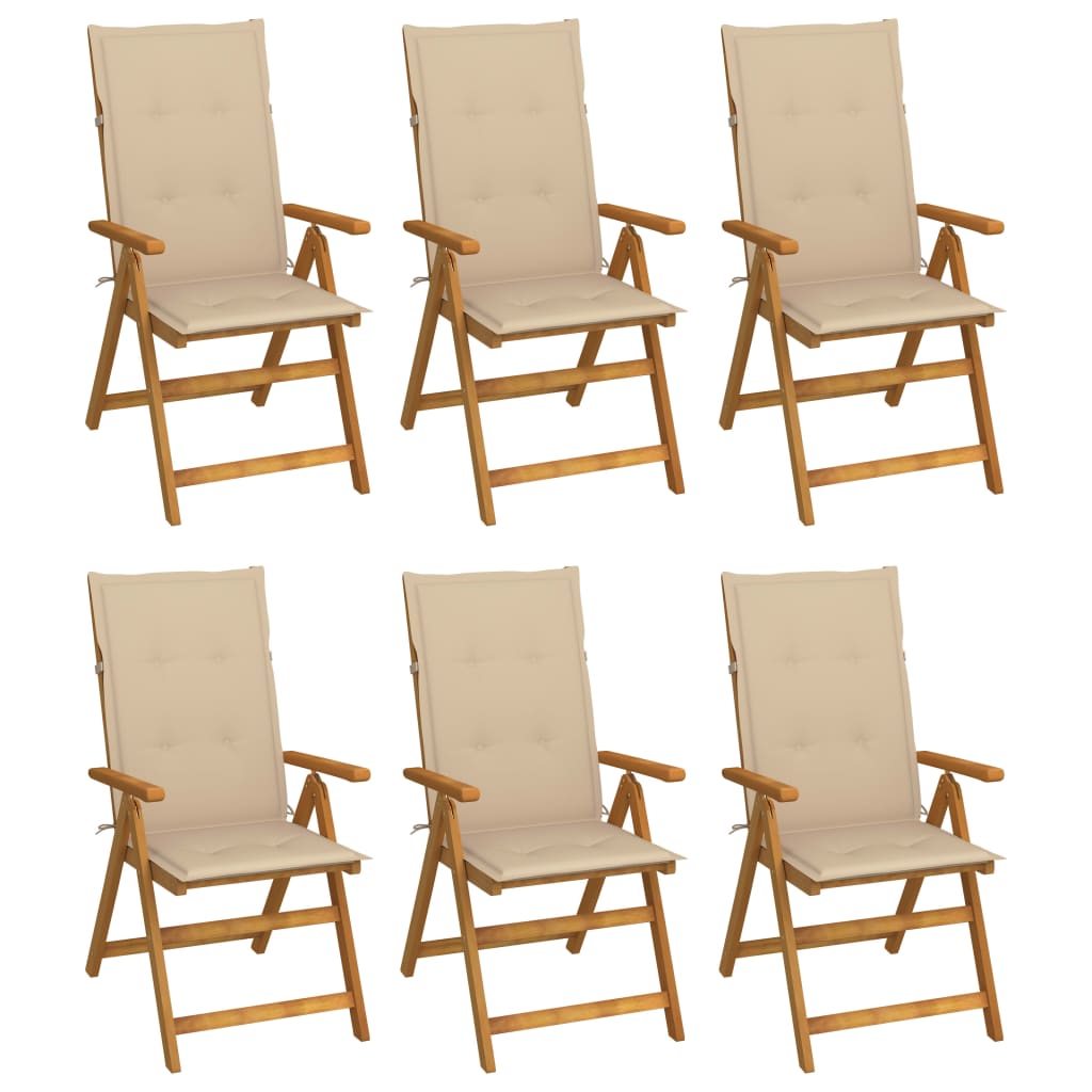Garden Reclining Chairs 2 Pcs With Cushions Solid Acacia Wood