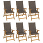Garden Reclining Chairs 2 Pcs With Cushions Solid Acacia Wood
