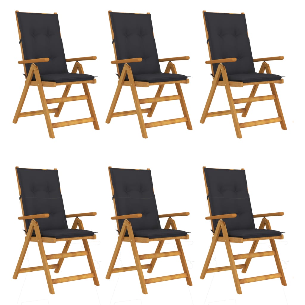 Garden Reclining Chairs 2 Pcs With Cushions Solid Acacia Wood