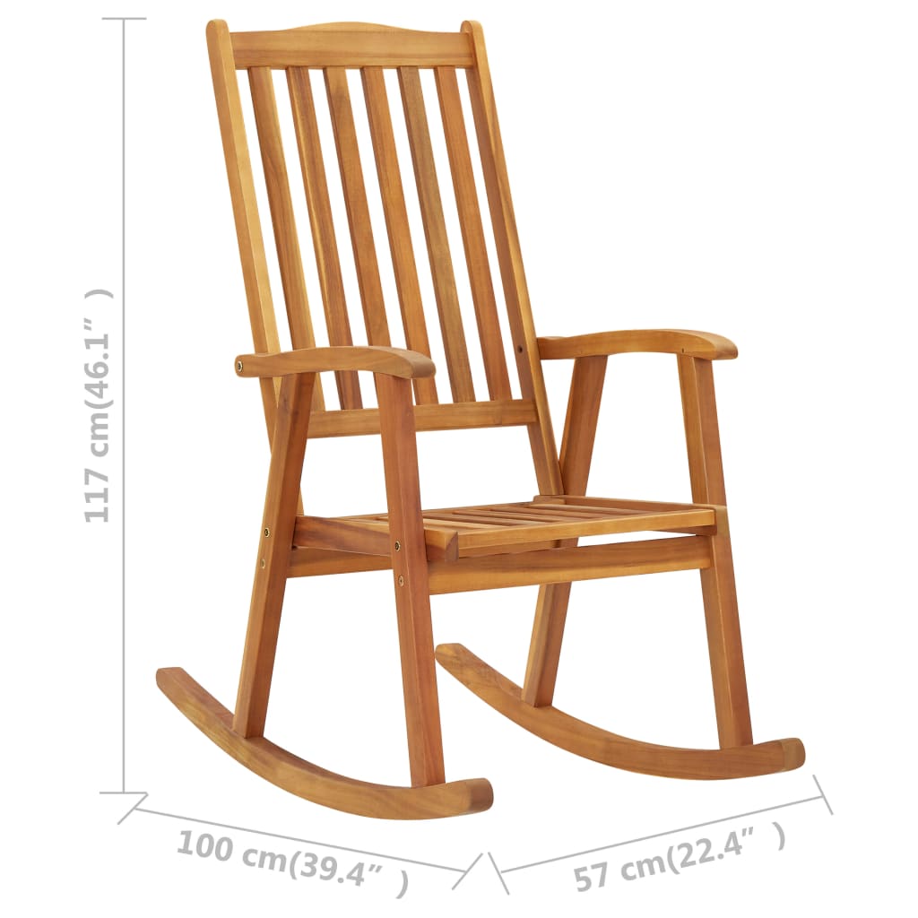 Rocking Chair With Cushions Solid Acacia Wood