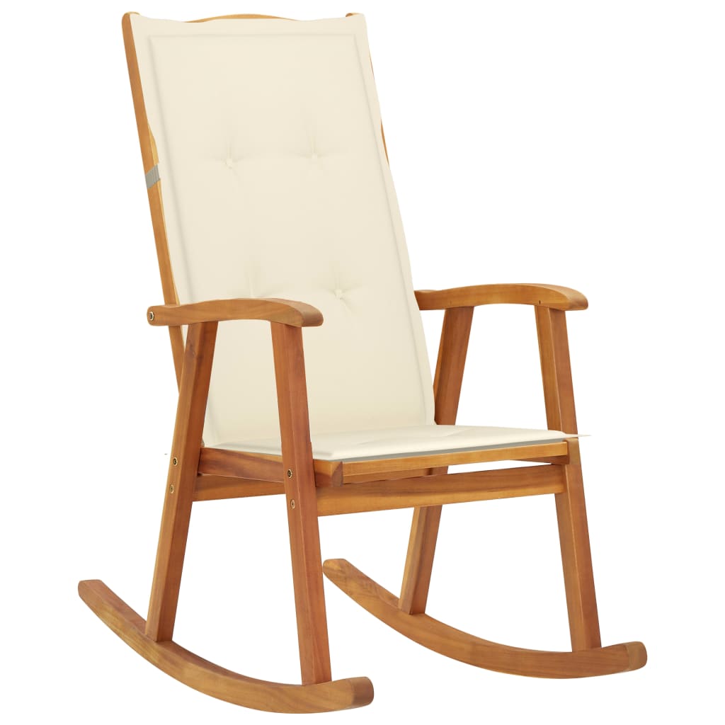 Rocking Chair With Cushions Solid Acacia Wood