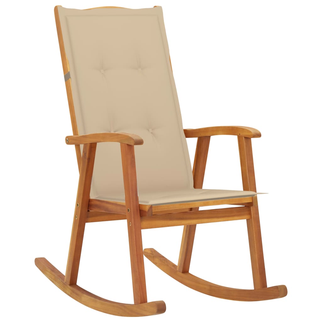 Rocking Chair With Cushions Solid Acacia Wood