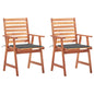 Outdoor Dining Chairs 2 Pcs With Cushions Solid Acacia Wood