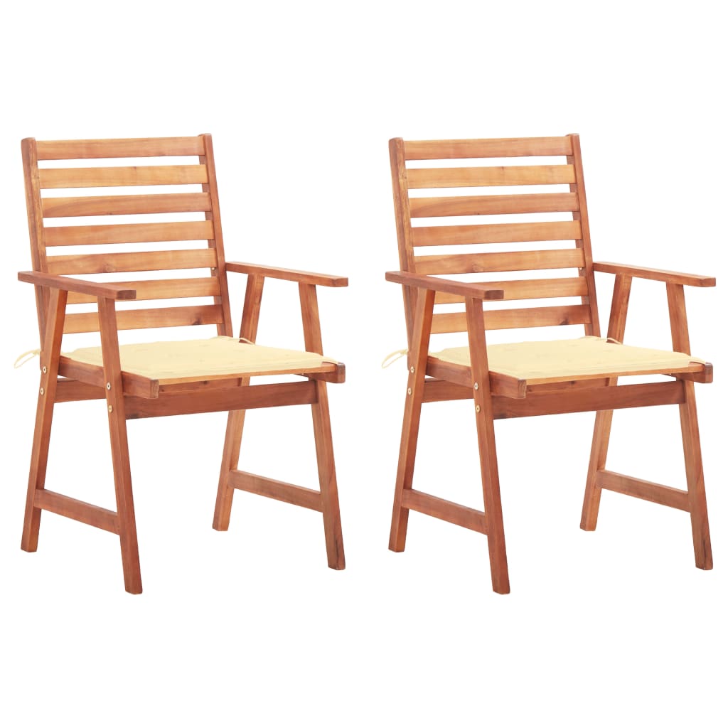Outdoor Dining Chairs 2 Pcs With Cushions Solid Acacia Wood