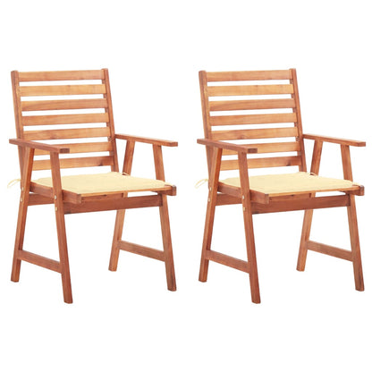 Outdoor Dining Chairs 2 Pcs With Cushions Solid Acacia Wood