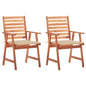Outdoor Dining Chairs 2 Pcs With Cushions Solid Acacia Wood