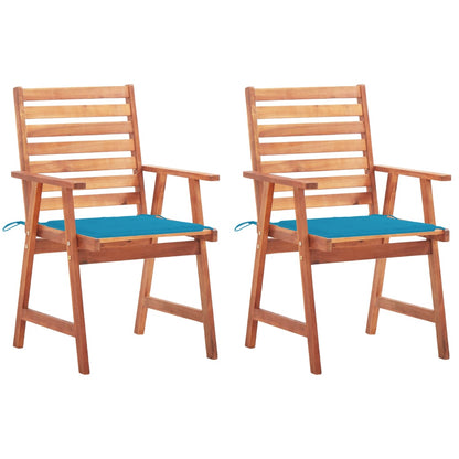 Outdoor Dining Chairs 2 Pcs With Cushions Solid Acacia Wood