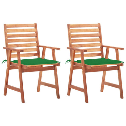 Outdoor Dining Chairs 2 Pcs With Cushions Solid Acacia Wood