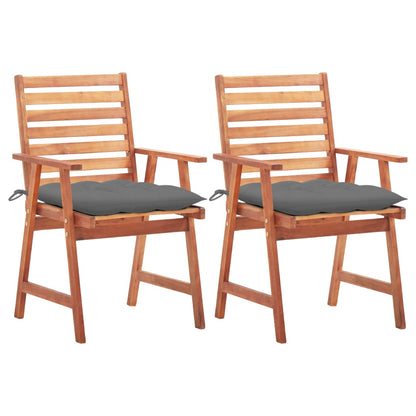 Outdoor Dining Chairs 3 Pcs With Cushions Solid Acacia Wood