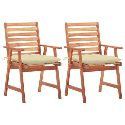 Outdoor Dining Chairs 3 Pcs With Cushions Solid Acacia Wood