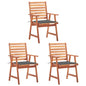 Outdoor Dining Chairs 2 Pcs With Cushions Solid Acacia Wood