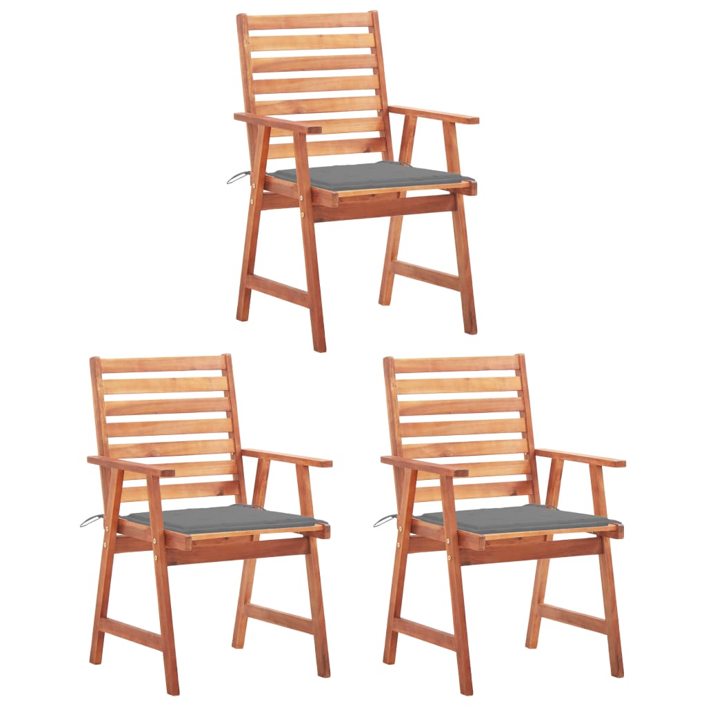 Outdoor Dining Chairs 2 Pcs With Cushions Solid Acacia Wood