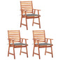 Outdoor Dining Chairs 2 Pcs With Cushions Solid Acacia Wood