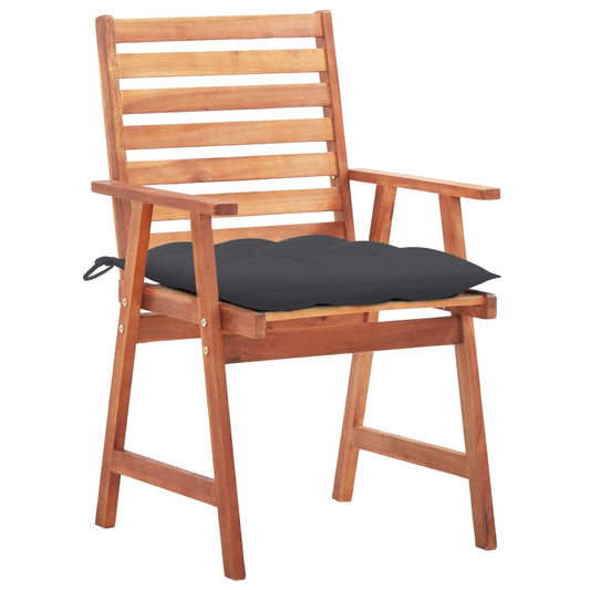 Outdoor Dining Chairs 3 Pcs With Cushions Solid Acacia Wood