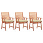 Outdoor Dining Chairs 3 Pcs With Cushions Solid Acacia Wood