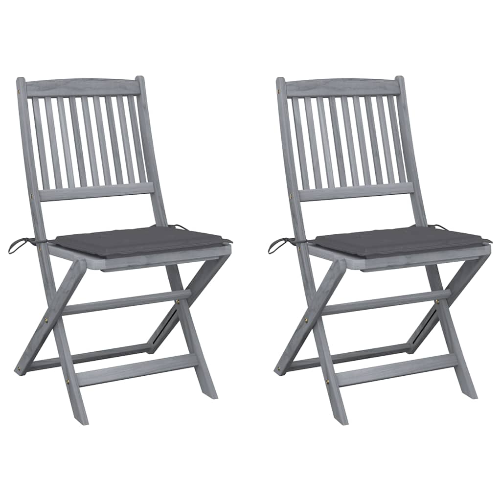 Folding Outdoor Chairs 4 Pcs With Cushions Solid Acacia Wood