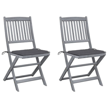 Folding Outdoor Chairs 4 Pcs With Cushions Solid Acacia Wood