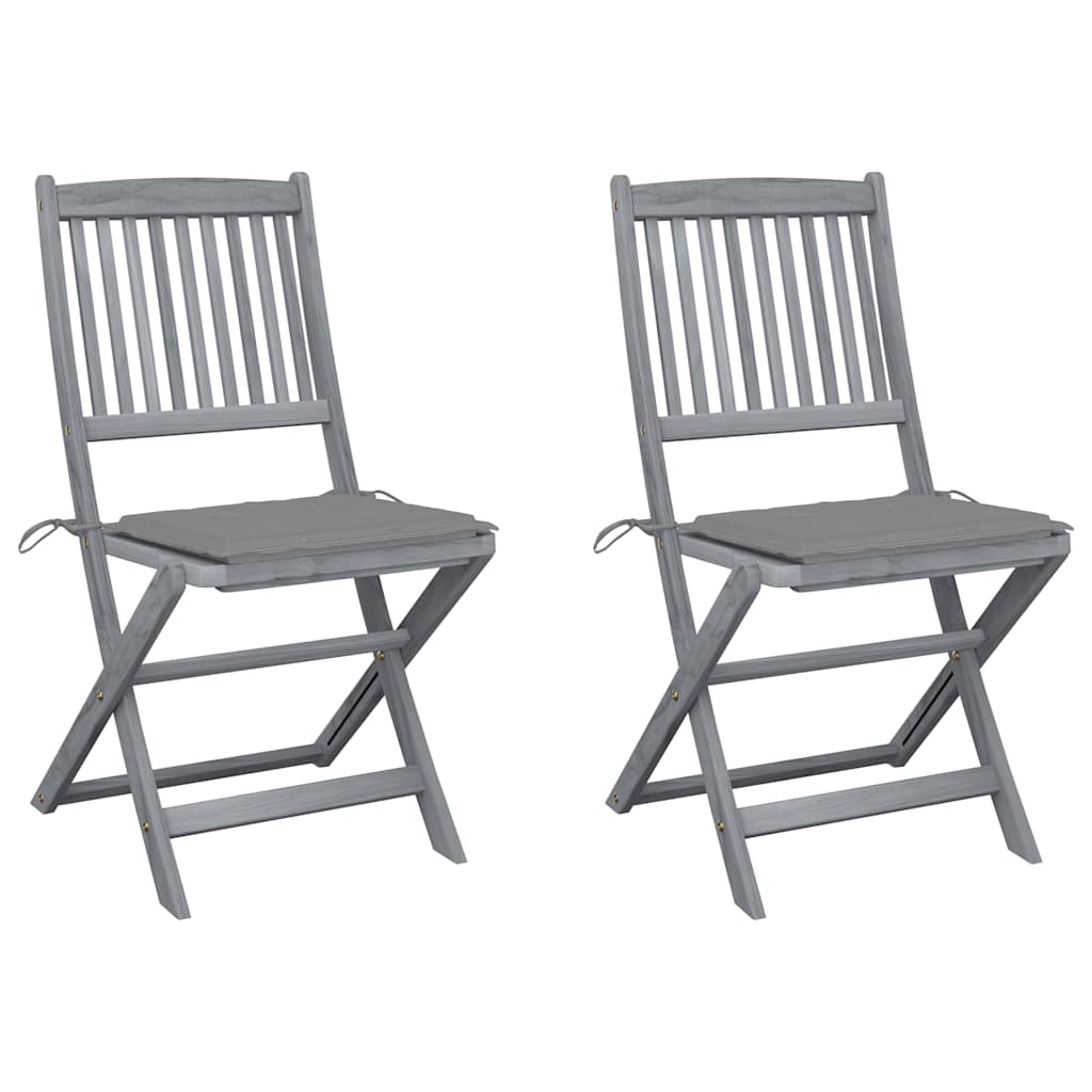 Folding Outdoor Chairs 4 Pcs With Cushions Solid Acacia Wood