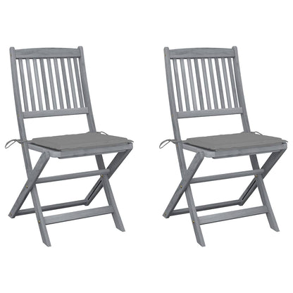 Folding Outdoor Chairs 4 Pcs With Cushions Solid Acacia Wood