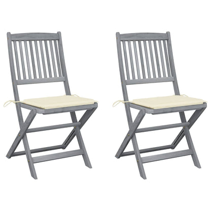 Folding Outdoor Chairs 4 Pcs With Cushions Solid Acacia Wood