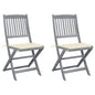 Folding Outdoor Chairs 4 Pcs With Cushions Solid Acacia Wood