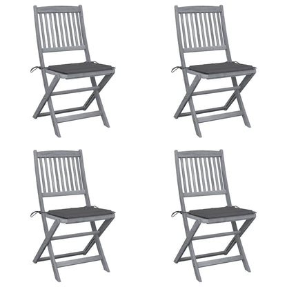 Folding Outdoor Chairs 4 Pcs With Cushions Solid Acacia Wood