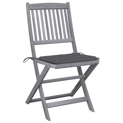 Folding Outdoor Chairs 4 Pcs With Cushions Solid Acacia Wood