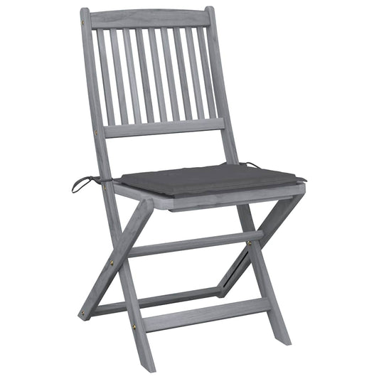 Folding Outdoor Chairs 4 Pcs With Cushions Solid Acacia Wood