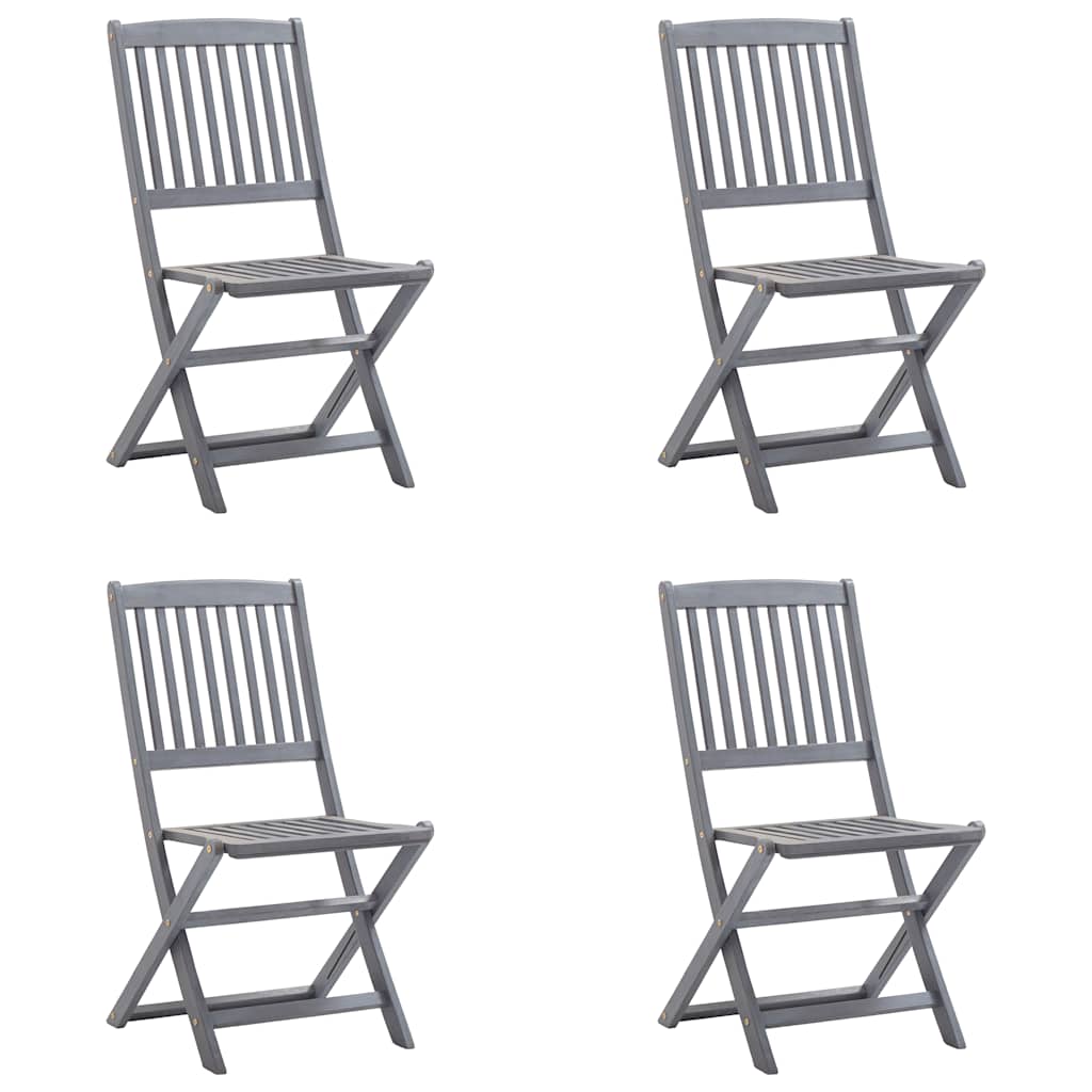 Folding Outdoor Chairs 4 Pcs With Cushions Solid Acacia Wood