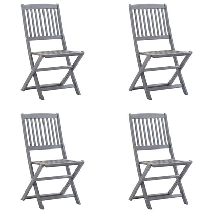 Folding Outdoor Chairs 4 Pcs With Cushions Solid Acacia Wood