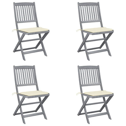 Folding Outdoor Chairs 4 Pcs With Cushions Solid Acacia Wood