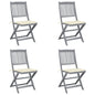 Folding Outdoor Chairs 4 Pcs With Cushions Solid Acacia Wood