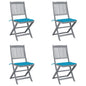 Folding Outdoor Chairs 4 Pcs With Cushions Solid Acacia Wood