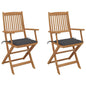 Folding Garden Chairs 4 Pcs With Cushions Solid Wood Acacia