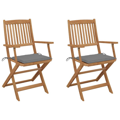 Folding Garden Chairs 4 Pcs With Cushions Solid Wood Acacia