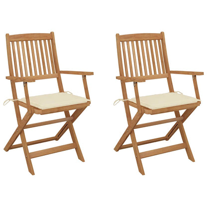 Folding Garden Chairs 4 Pcs With Cushions Solid Wood Acacia
