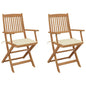 Folding Garden Chairs 4 Pcs With Cushions Solid Wood Acacia