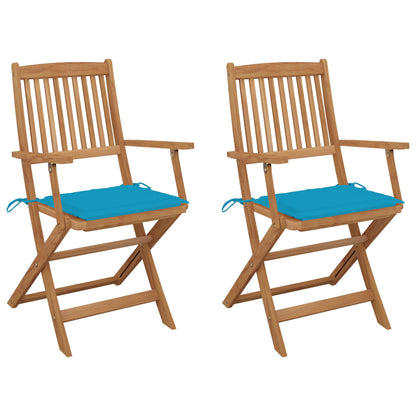 Folding Garden Chairs 4 Pcs With Cushions Solid Wood Acacia