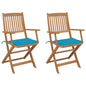 Folding Garden Chairs 4 Pcs With Cushions Solid Wood Acacia