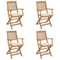 Folding Garden Chairs 4 Pcs With Cushions Solid Wood Acacia