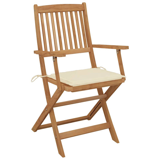 Folding Garden Chairs 4 Pcs With Cushions Solid Wood Acacia