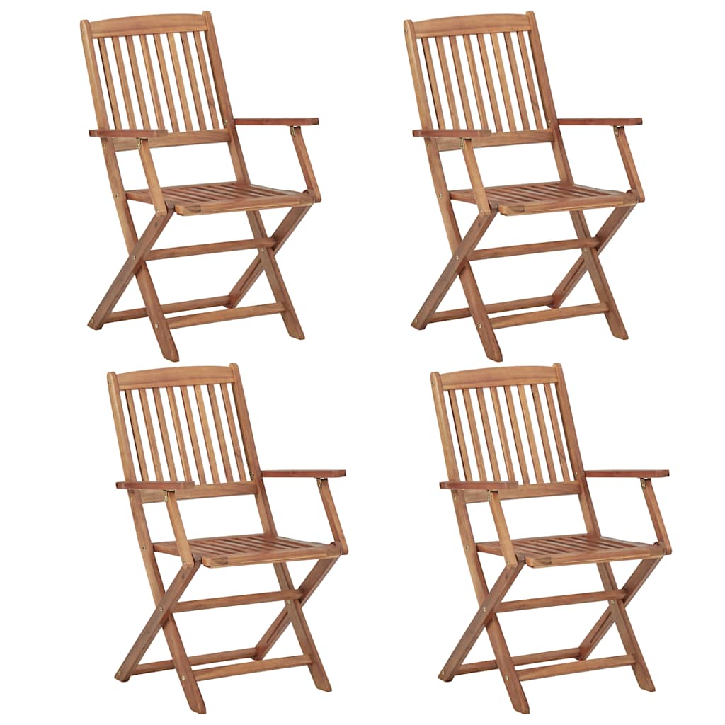 Folding Garden Chairs 4 Pcs With Cushions Solid Wood Acacia
