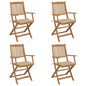Folding Garden Chairs 4 Pcs With Cushions Solid Wood Acacia