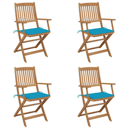 Folding Garden Chairs 4 Pcs With Cushions Solid Wood Acacia