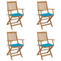 Folding Garden Chairs 4 Pcs With Cushions Solid Wood Acacia