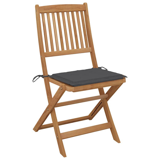 Folding Garden Chairs 2 Pcs With Cushions Solid Wood Acacia