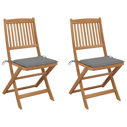 Folding Garden Chairs 2 Pcs With Cushions Solid Wood Acacia