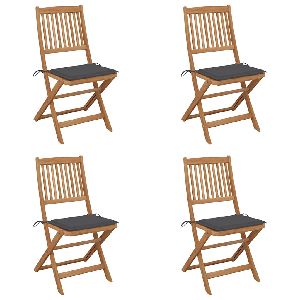 Folding Garden Chairs 2 Pcs With Cushions Solid Wood Acacia