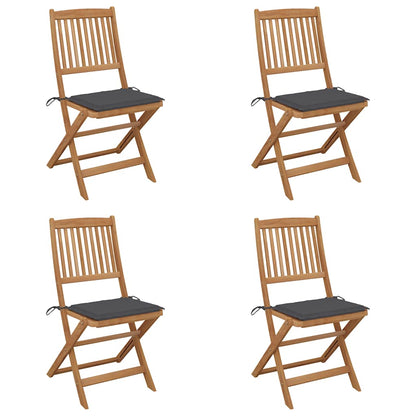 Folding Garden Chairs 2 Pcs With Cushions Solid Wood Acacia